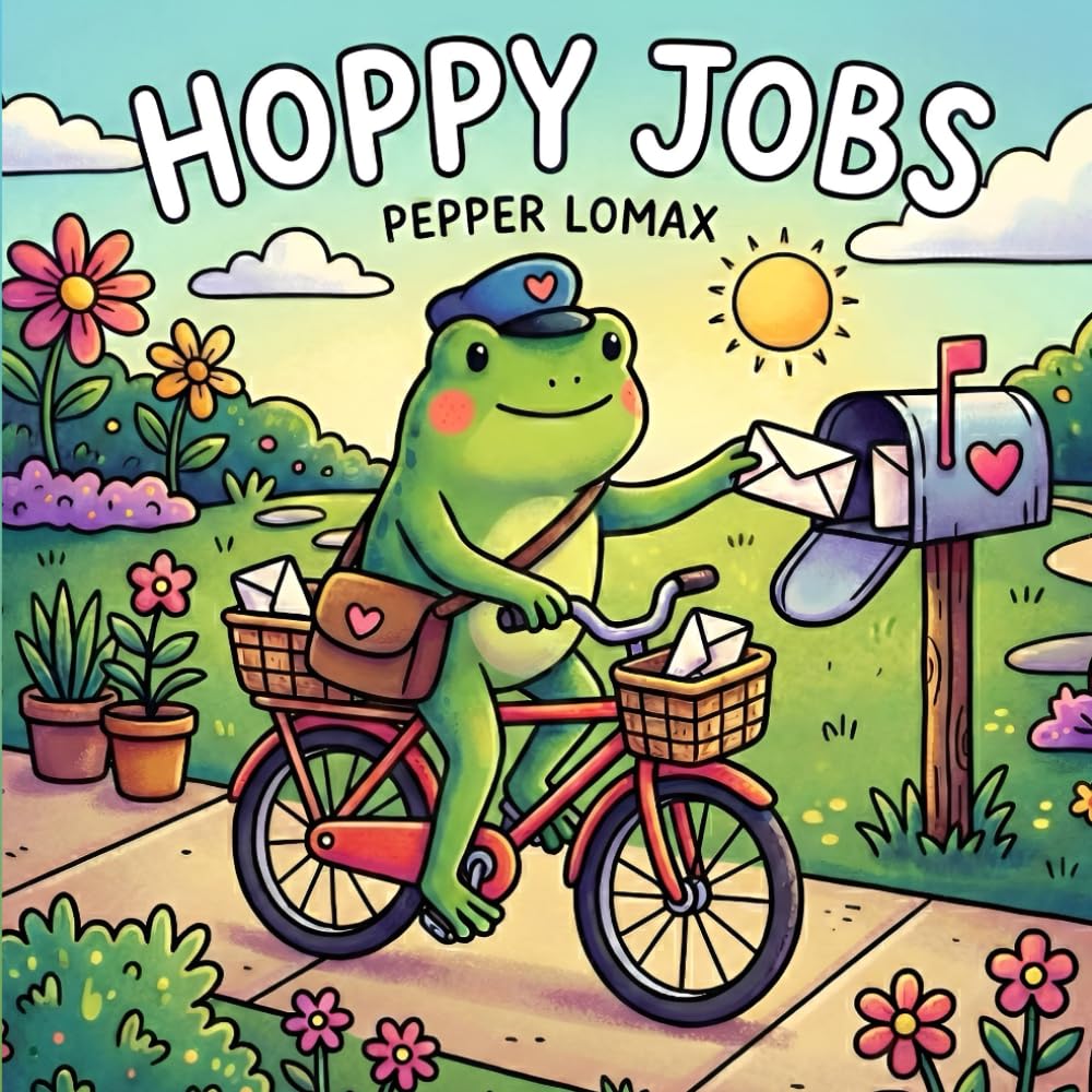 HOPPY JOBS: A Bold & Easy Kawaii Coloring Book of Adorable Frogs in Fun Professions for Adults & Teens