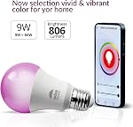 WBM Intelligent E26 Ampoule à lumière à LED intelligente, Ampoule de sel à LED variable 7 Watt Intérieur Himalayan Bulbe de sel rose 4 Nombre (paquet de 1)