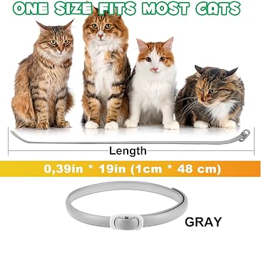 Collar for cats, 4 Packs Adjustable Pheromone Collars, para Gatos, Pack de 4 en Gris, Ajustable y Resistente al Agua para Gatos, Collar Protector Natural.