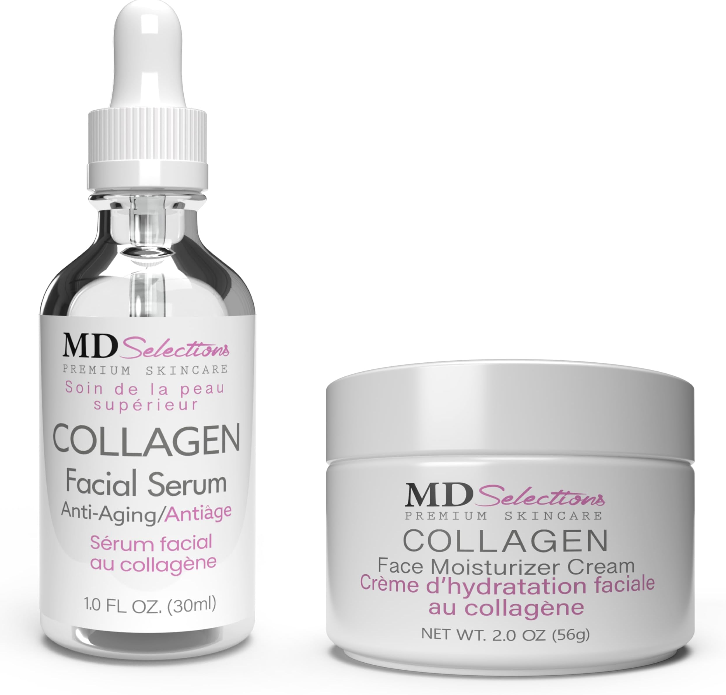 MD Selections Collagen Serum + Cream Kit Firming with Green Tea & Peptides 1 @ 1oz, 1 @ 2oz