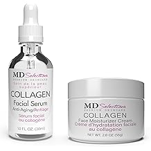 Collagen Facial Serum & Cream | Face Moisturizer Advanced Collagen Peptide | Tighten for Dry Skin Vegan Repair Anti Aging Hydratation Faciale Formula | Serum 1 Fl Oz, Cream 2 Oz