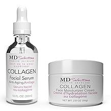 Collagen Facial Serum & Cream | Face Moisturizer Advanced Collagen Peptide | Tighten for Dry Skin Vegan Repair Anti Aging Hydratation Faciale Formula | Serum 1 Fl Oz, Cream 2 Oz