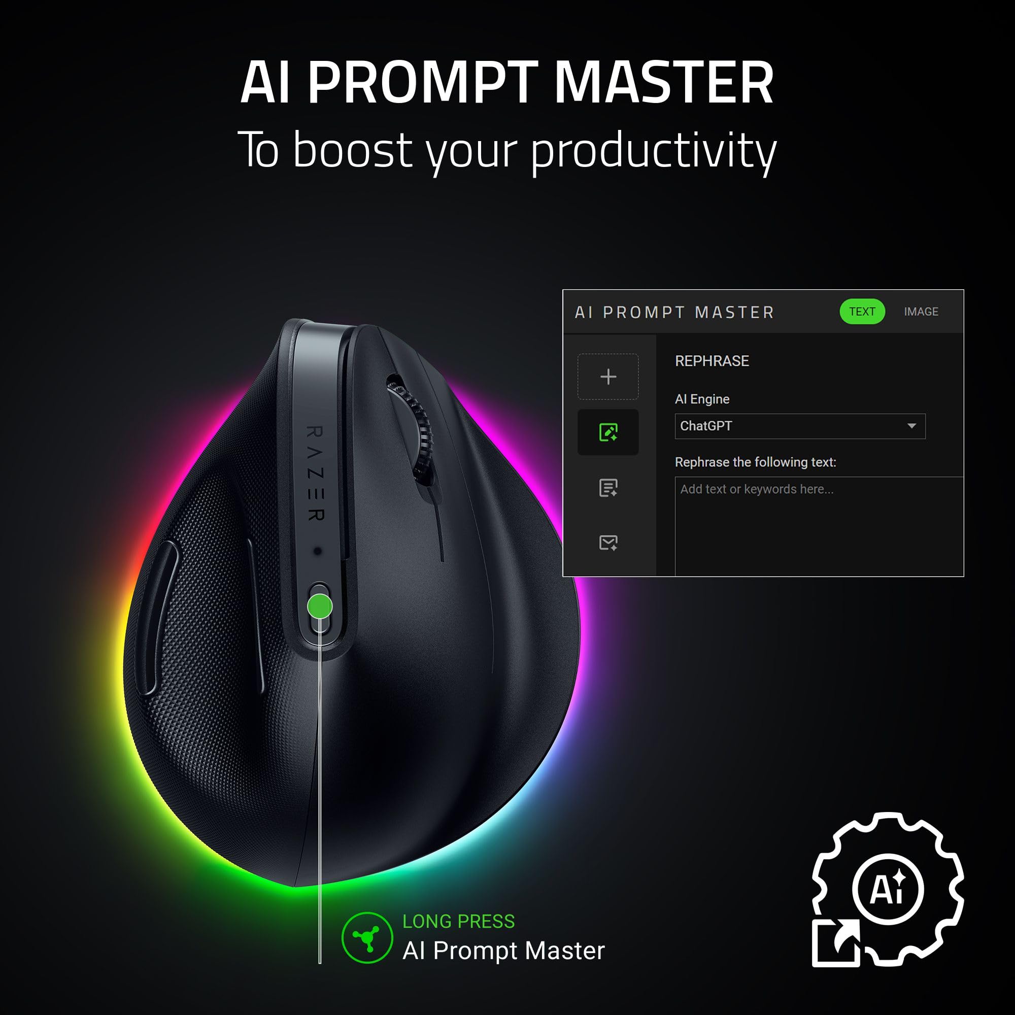 マウス・トラックボール Razer Pro Click 2 Razer Pro Click V2 Vertical Wireless Mouse: 6 Button Ergonomic