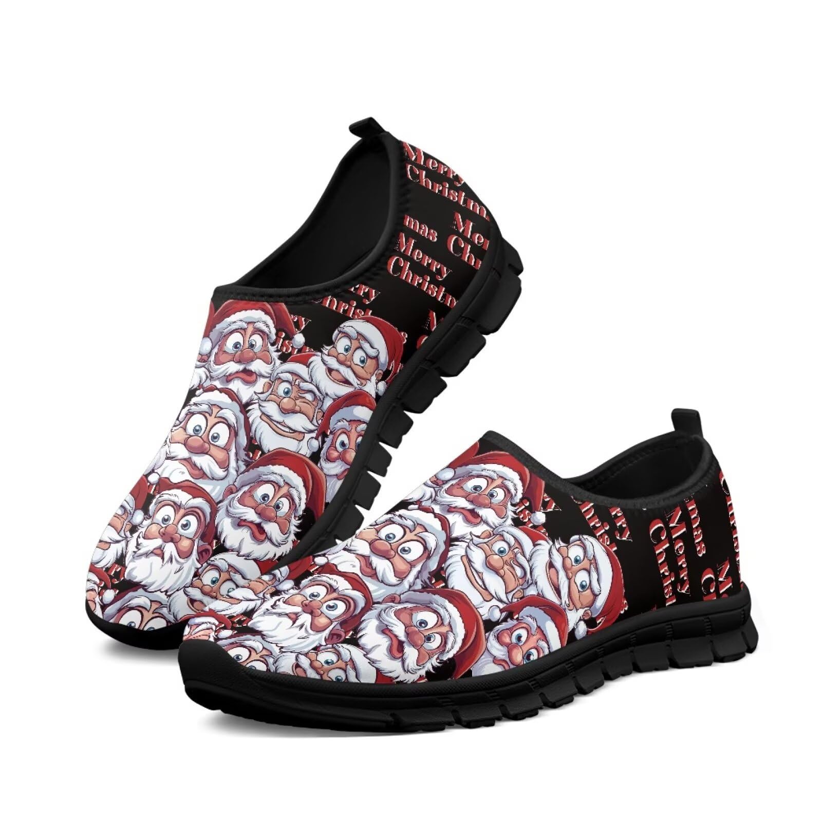 Męskie buty do biegania w mieście, lekkie podparcie łuku, oddychające mokasyny na rower, kemping, spacery, czarna podeszwa, Święty Mikołaj, 39.5 EU