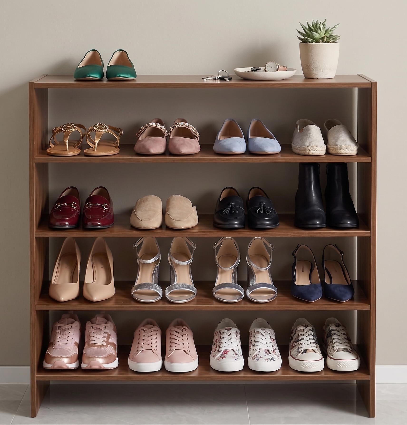 Alpine Willow Wooden Shoe Rack (DIY Assembly) Shoe Cabinet | Modern multiutility Storage Set | Entryway Organizer for Shoes, Hats & Accessories | Shoes Chappal Slippers Organizer Stand-image-45