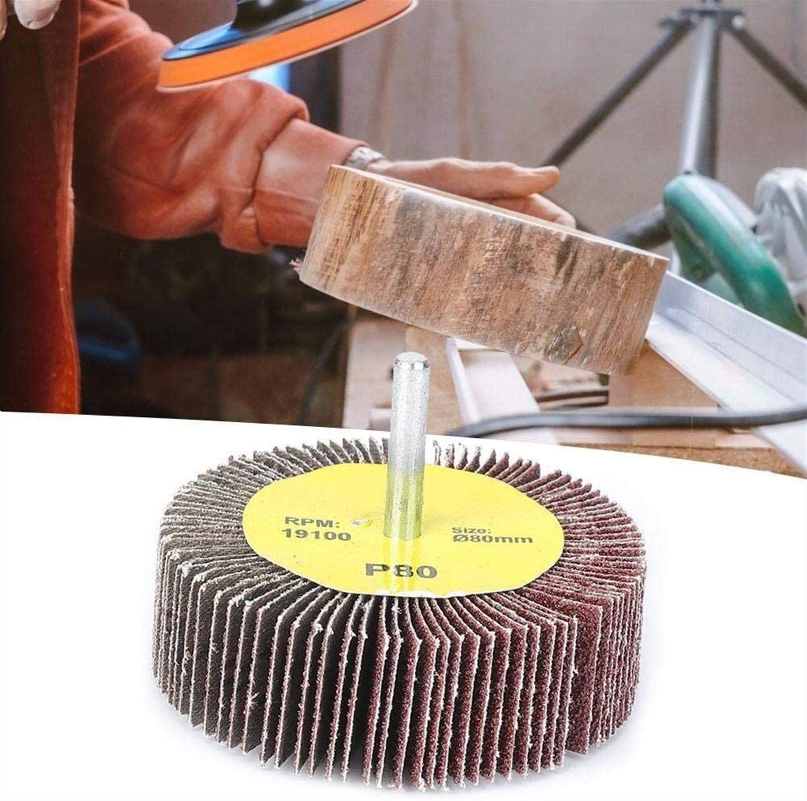 Ensemble de 10 disques abrasifs à lamelles, ponceuse à papier de verre 80 x 25 mm, outil rotatif de meulage abrasif, avec mandrin à tige de 6 mm, pour l'élimination de la rouille, le polissage des ba