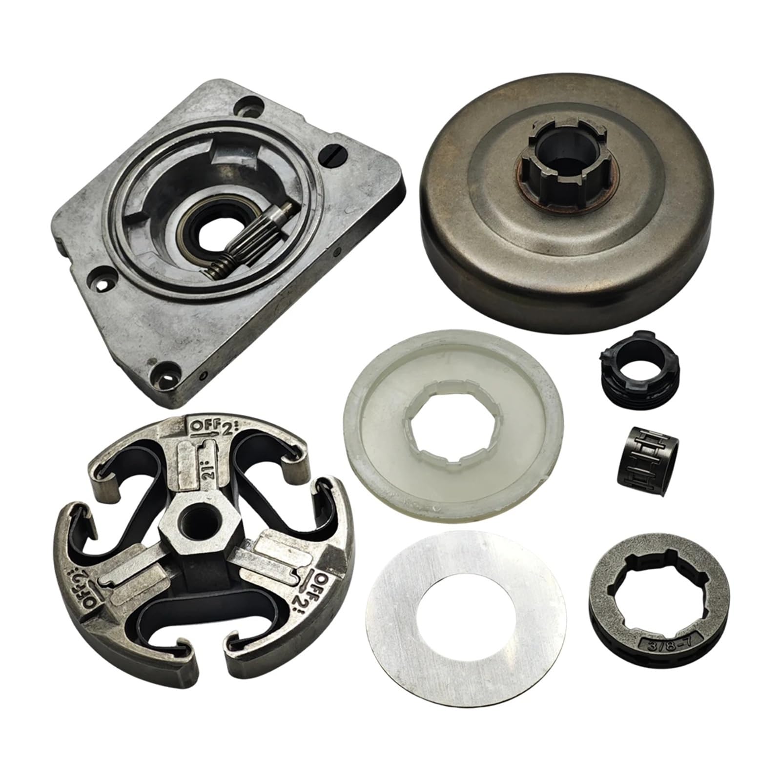 Ajuste for HUSQVARNA 61 66 266 268 272 piezas de motosierra herramientas de jardín 3/8 "tambor de embrague bomba de aceite llanta piñón engranaje de tornillo sin fin Kit