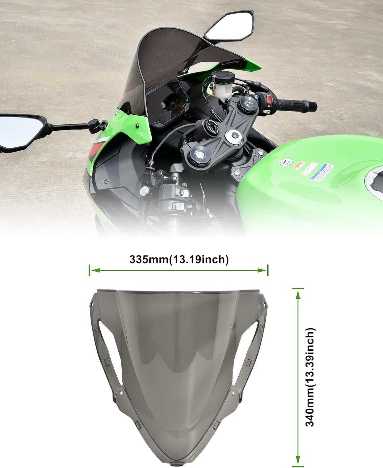 Windshield for Ninja ZX-6R 2024-2025, Dark Tinted Wind Shield Windscreen Air Deflector for Kawasaki ZX-6R ZX636 ABS 2024-2025 Accessories