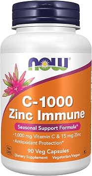 NOW Suplementos C-1000 e zinco imune, f rmula de suporte sazonal, prote o antioxidante, 90 Count Pack of 1