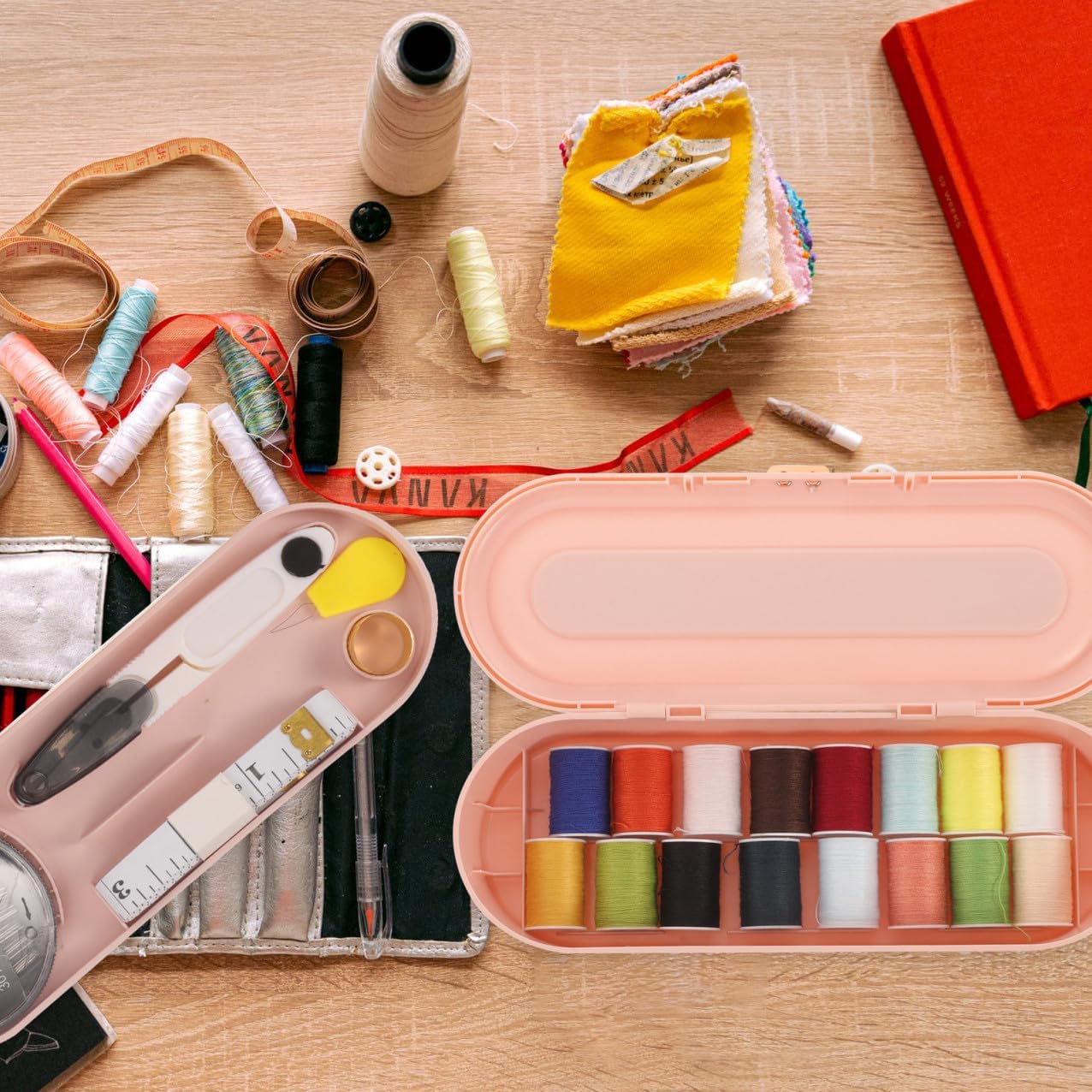 Portable Sewing Tool Kit for Adults, Pink Household Repair