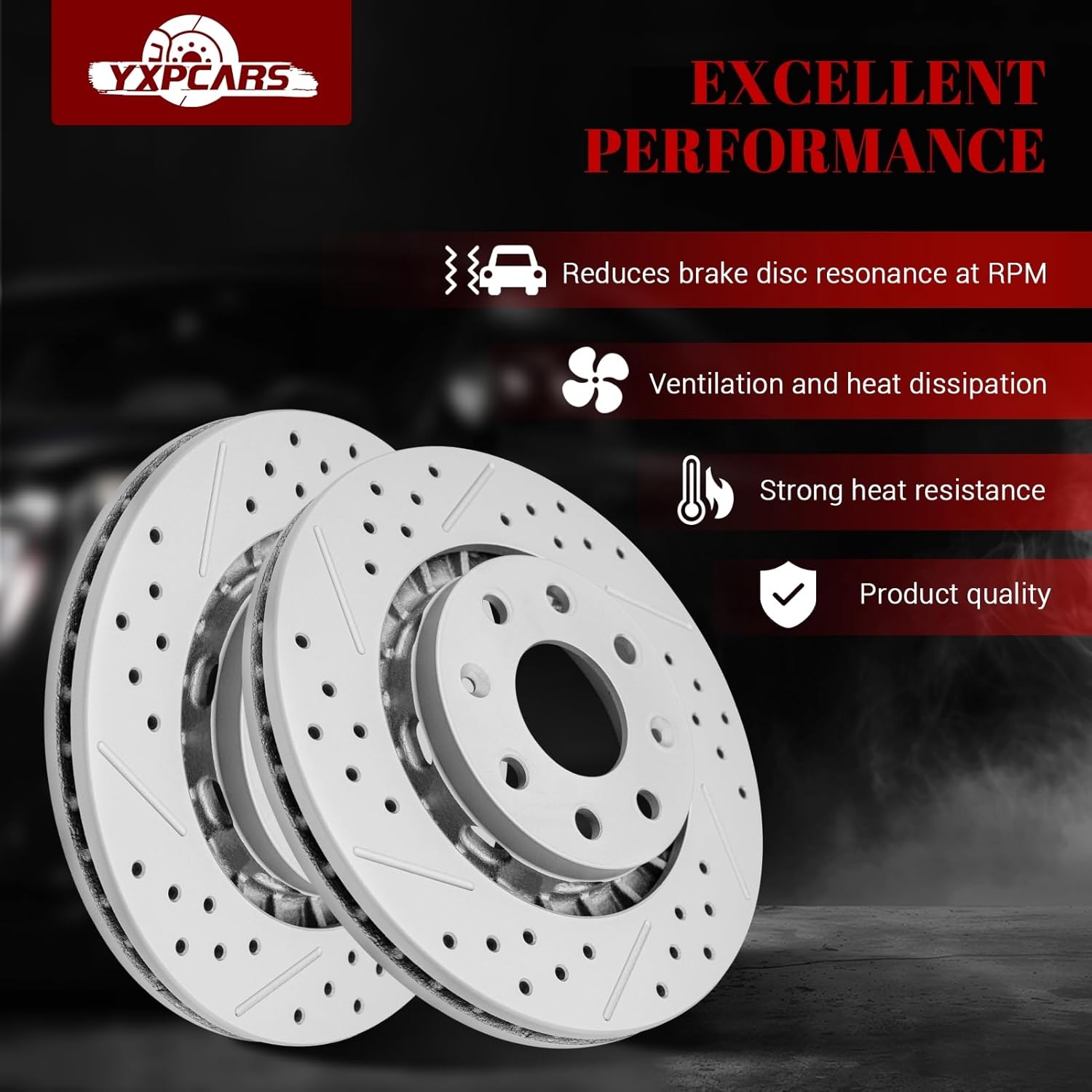 Ceramic Front Brakes Pad and Rotors Drilled Slotted Vented Replacement Disc Brake Kits for Chevy Aveo 2004 2005-2011/ Aveo5 2006 2007 2008 2009 2010 2011/ Spark Ev 2014-2016/ Spark 2013-2015