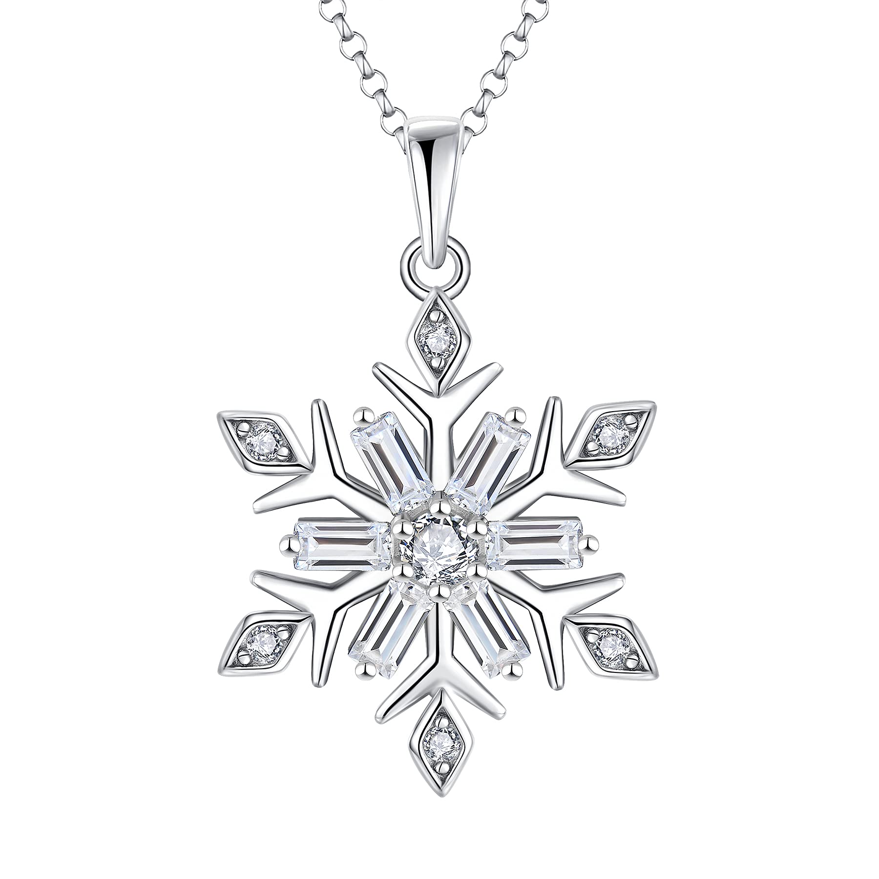 JO WISDOM Collar Colgante Copo de nieve Plata de ley 925 Cristales Swarovski Mujer Joyería