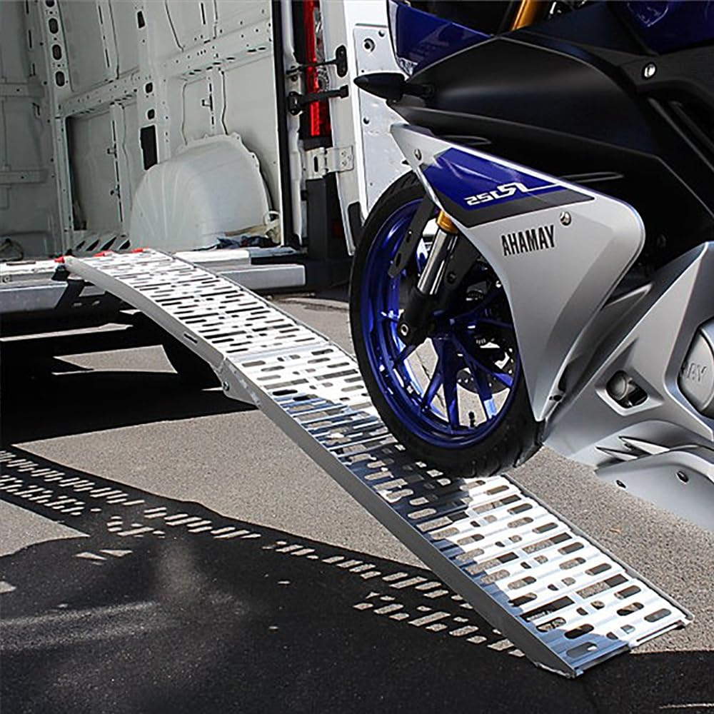 Set di 2 rampe pieghevoli in alluminio, 226 cm, portata 340 kg | Rampa di carico pieghevole e antiscivolo per rimorchi, moto, ATV, quad e auto