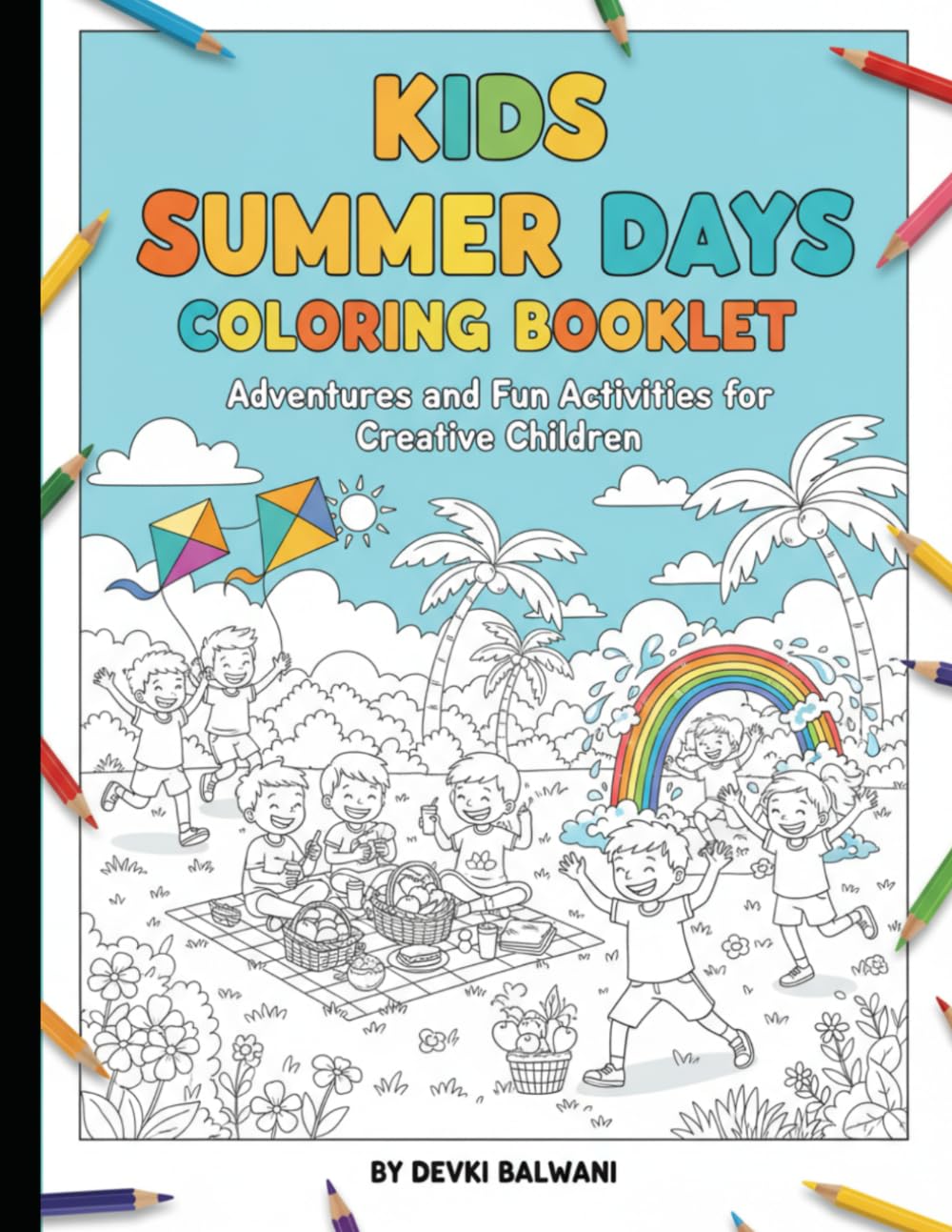 Kids Summer Days Coloring Book for fun: Grayscale Adventures and Fun Activities for Creative Children