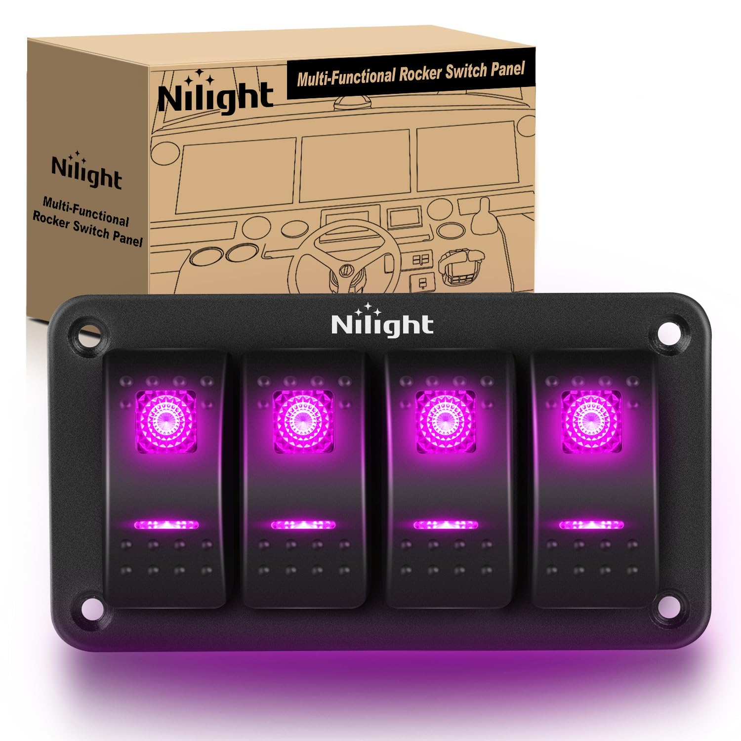 Amazon.com: Nilight 4 Gang Rocker Switch Panel with Purple LED Light 5 ...