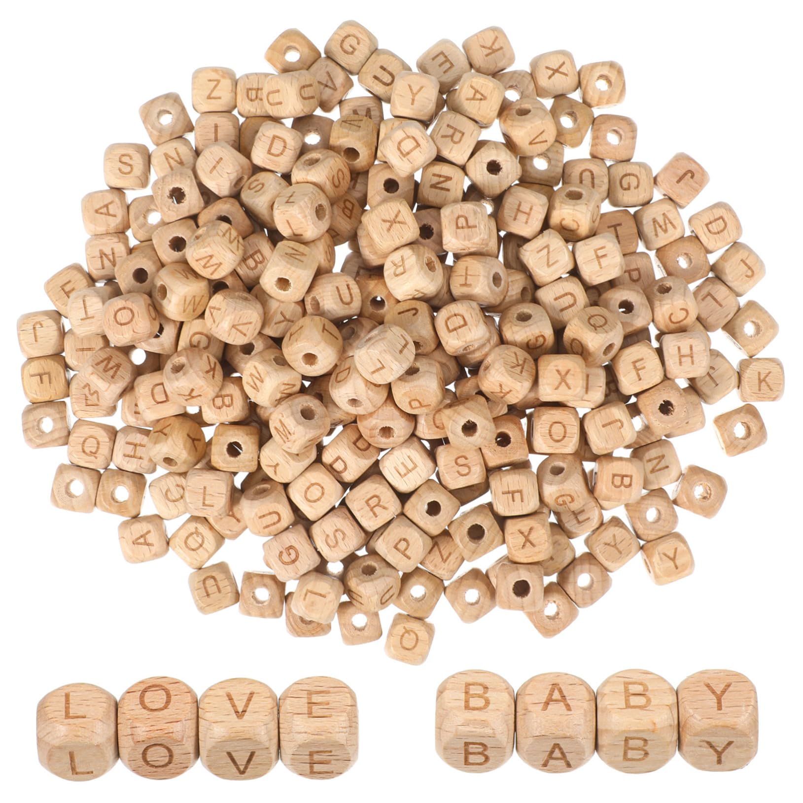 260 Pezzi Perline in Legno Faggio Naturale Perline Quadrate Alfabeto per Bracciali Collane e Accessori Fai da Te Facili da Infilare Bulk per Creazioni Artigianali