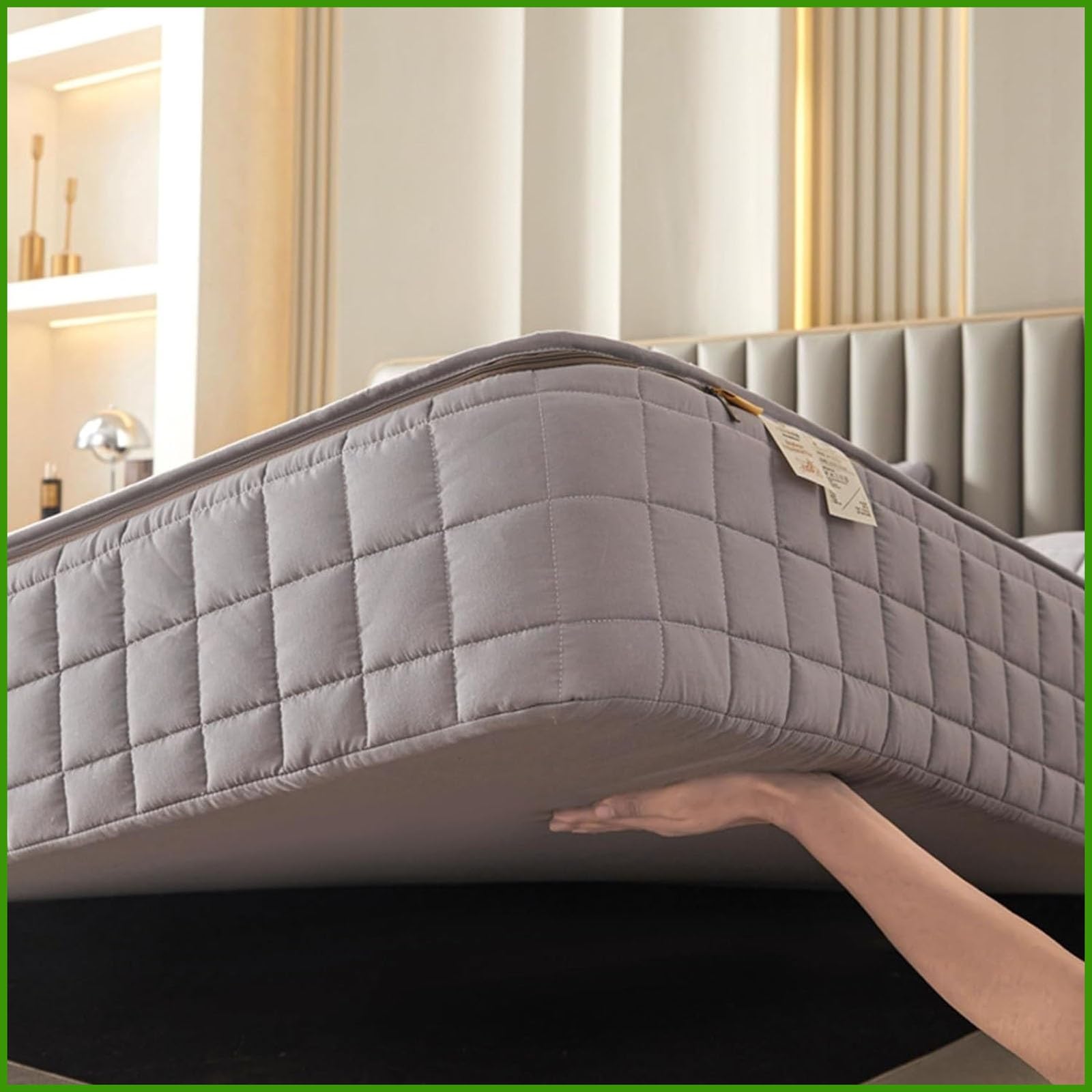 Coprimaterasso trapuntato personalizzabile con cerniera, grigio chiaro, adatto per letti da 120 x 190/160 x 190/120 x 200, 140 x 190 x 25 cm, perfetto per letti matrimoniali e singoli, morbido
