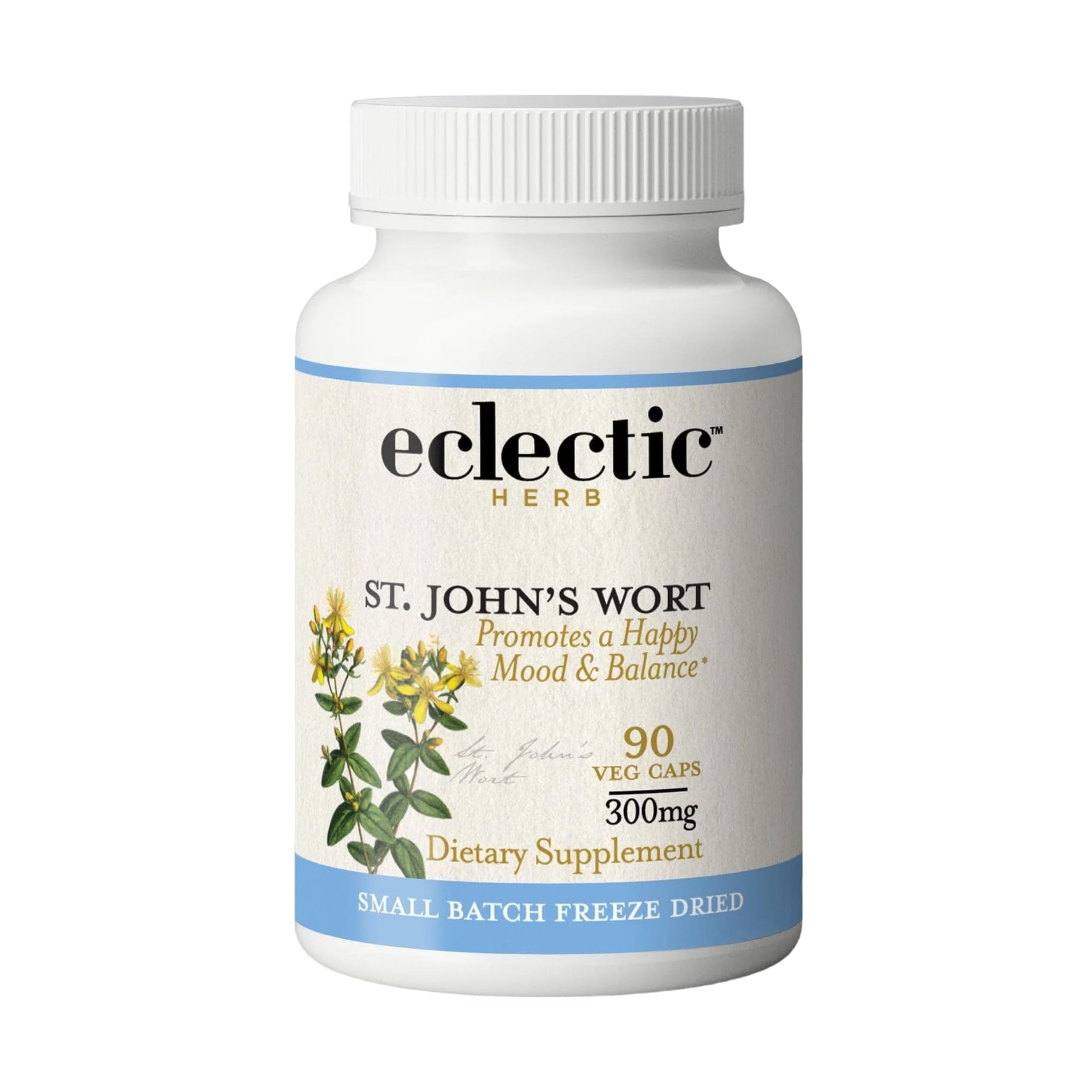Eclectic Herb - St. John's Wort Capsules | Nervous System & Immune Support | Promotes a Positive Mood | Vegan, Non-GMO, Gluten Free, Freeze-Dried (90 CT | 300 mg)