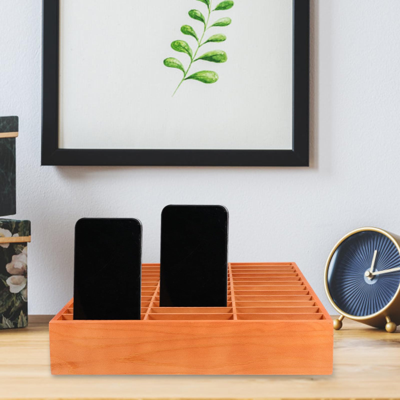 Gadpiparty Scatola Portaoggetti in Legno Supporto Cellulare da Scrivania | Organizzatore Semplice e Fashion, per Scuola e Laboratorio Riparazioni, Adatto a Penne e Telefono