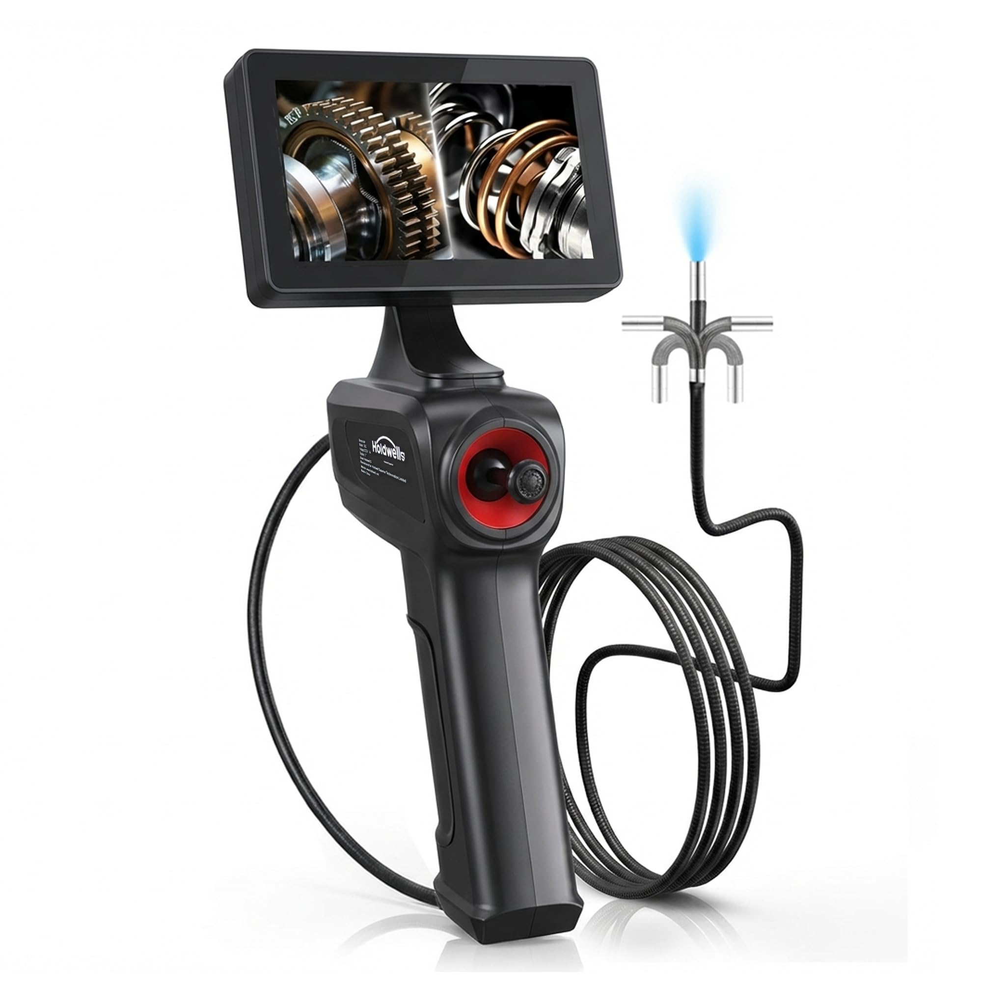 Photo 1 of Holdwell S 360° Articulating Borescope Camera, 3.9mm Borescope Endoscope with 5" IPS Screen, 720P HD, 4.9FT Gooseneck Cable, IP67 Waterproof Snake Cameras with 6 Lights for Automotive, Plumbing