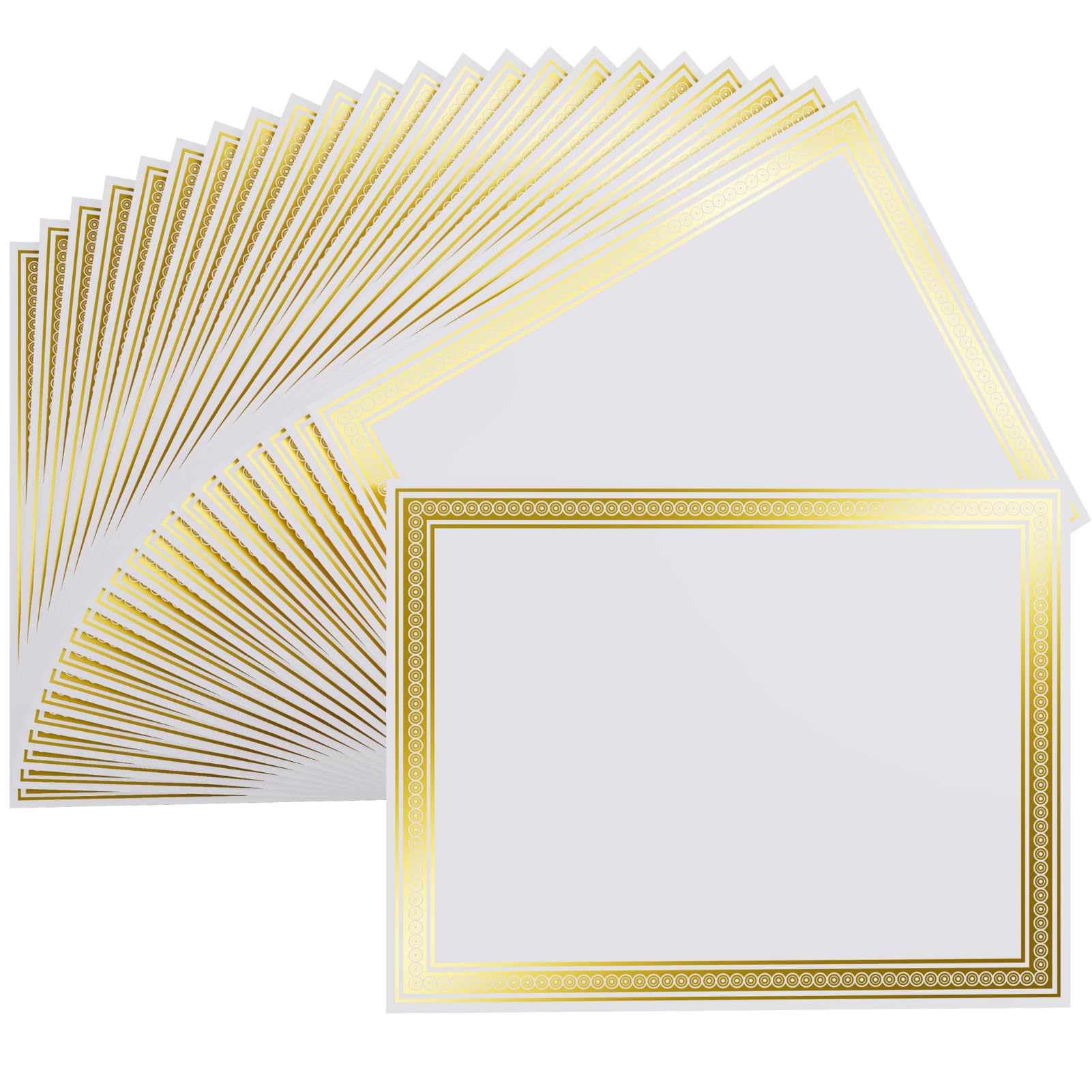 Award Certificate Paper 8.5 x 11 for Printing - Blank Cardstock for Graduation, Diploma and Achievement (White with Gold Foil, Letter Size - 200 Count)