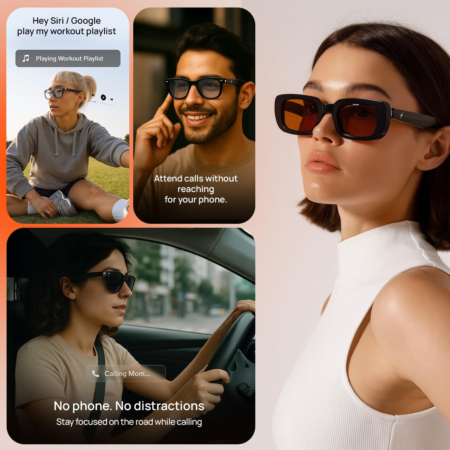 Fire-Boltt Fire-Lens Dune Smart Glasses, Bluetooth Calling & Open-Ear Bluetooth Sunglasses with HD Sound & Smart Audio Touch Controls Voice Assistant (Siri/Alexa/), Fast Charging for Men & Women — Amazon image 15
