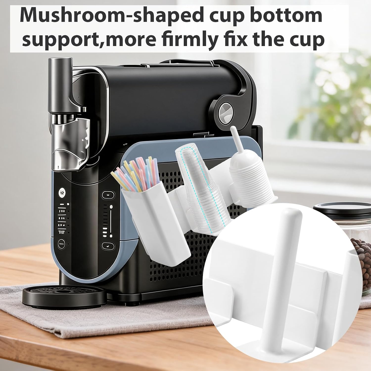 Cup Holder Compatible with Ninja Slushie Machine FS301 and FS300,3-in-1 Side-Mounted Cup Organizer Lids & Straws,Accessories for Ninja Slushie Machine