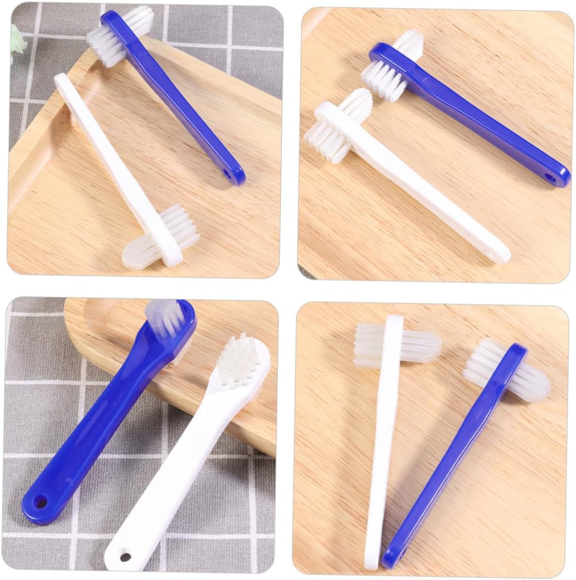 4 pcs Portable Denture Brush Double Headed Small Toothbrush for Cleaning Dentures and Teeth Ergonomic Lightweight Design for Travel and Daily Use