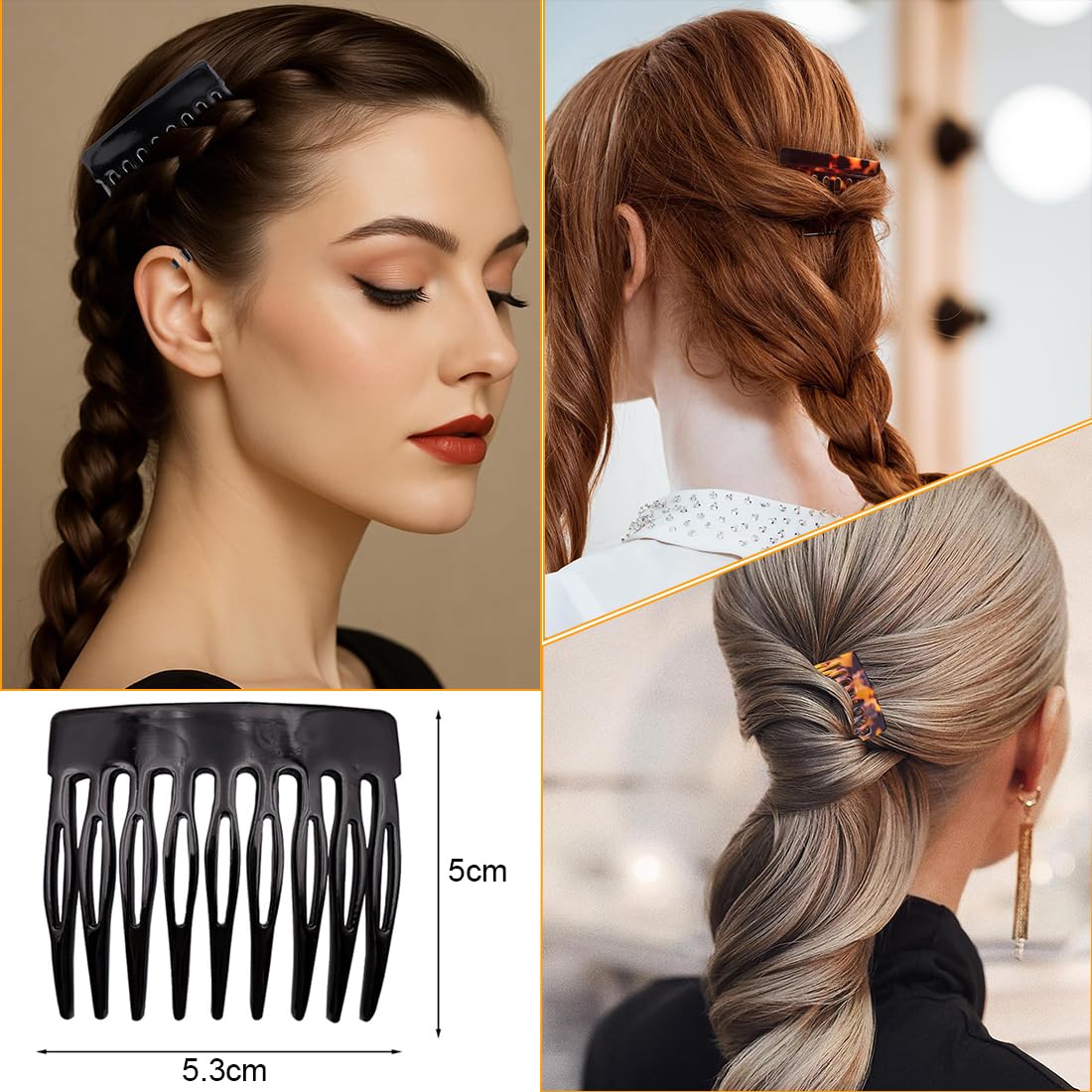 COYUN Pack of 3 Hair Combs for Plugging, French Side Combs  display picture 1