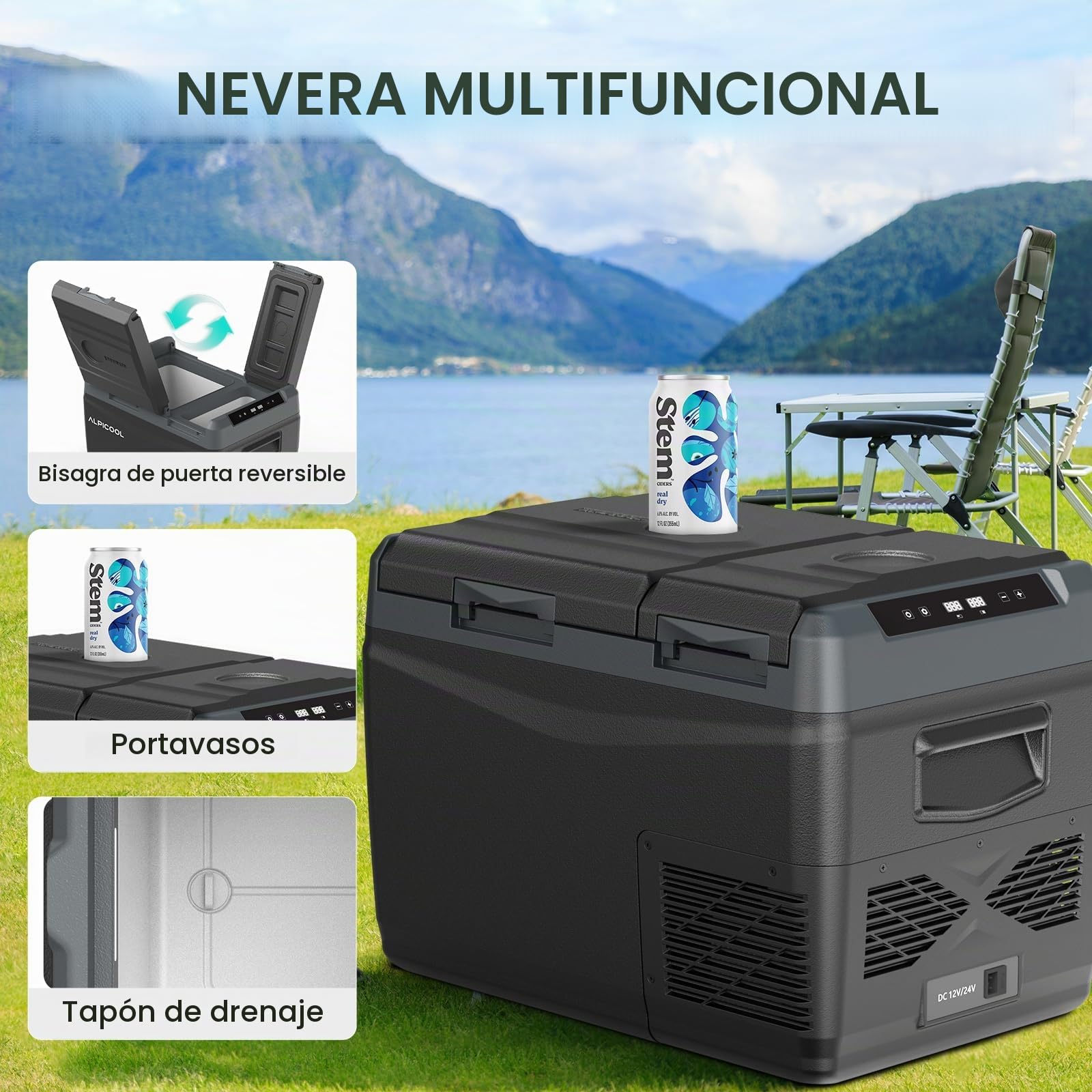 Alpicool KLS38 Nevera para Auto 31L con APP, Frigorífico Portátil Eléctrico de Doble Zona 12/24V DC 100~240 V AC, Nevera Portátil para Camiones, Viaje, Picnic, -20℃-20 ℃, con Compartimento para Hielo