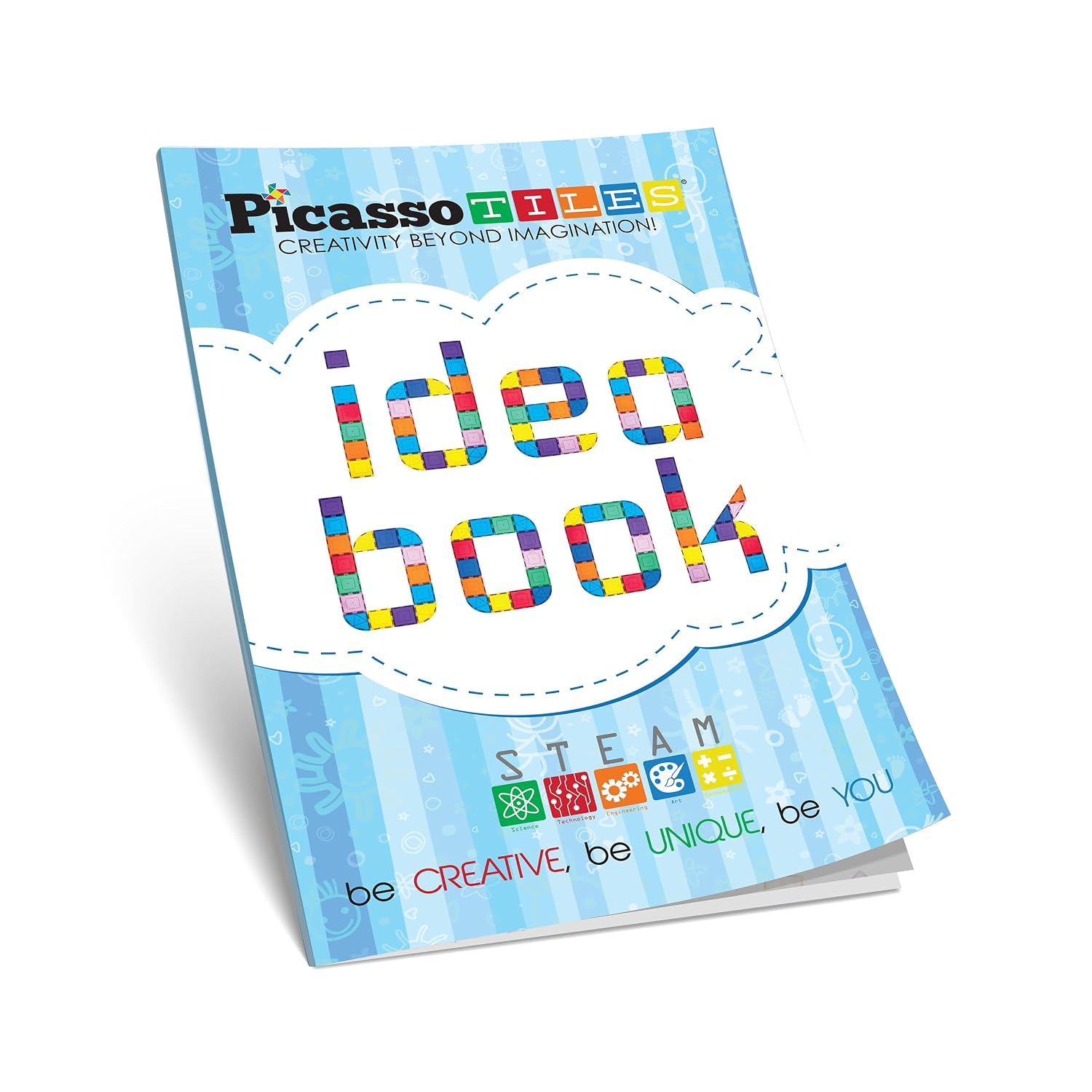 PicassoTiles STEM Learning Idea Book with Over 300 Ideas 220Pages of Unique Innovative Creations for Magnet Tile Building Block Magnetic Toy Construction Sets, Easy to Read Instructions Kids Age 3+