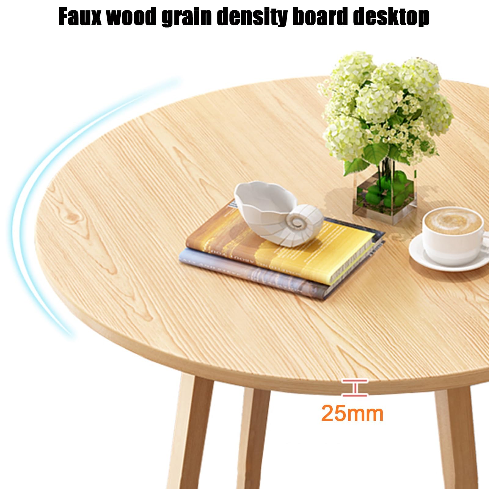 Ensemble Table et chaises Rondes pour 4 Personnes, Pieds en métal Marron, Gain de Place, 90 cm (35,4 Pouces).