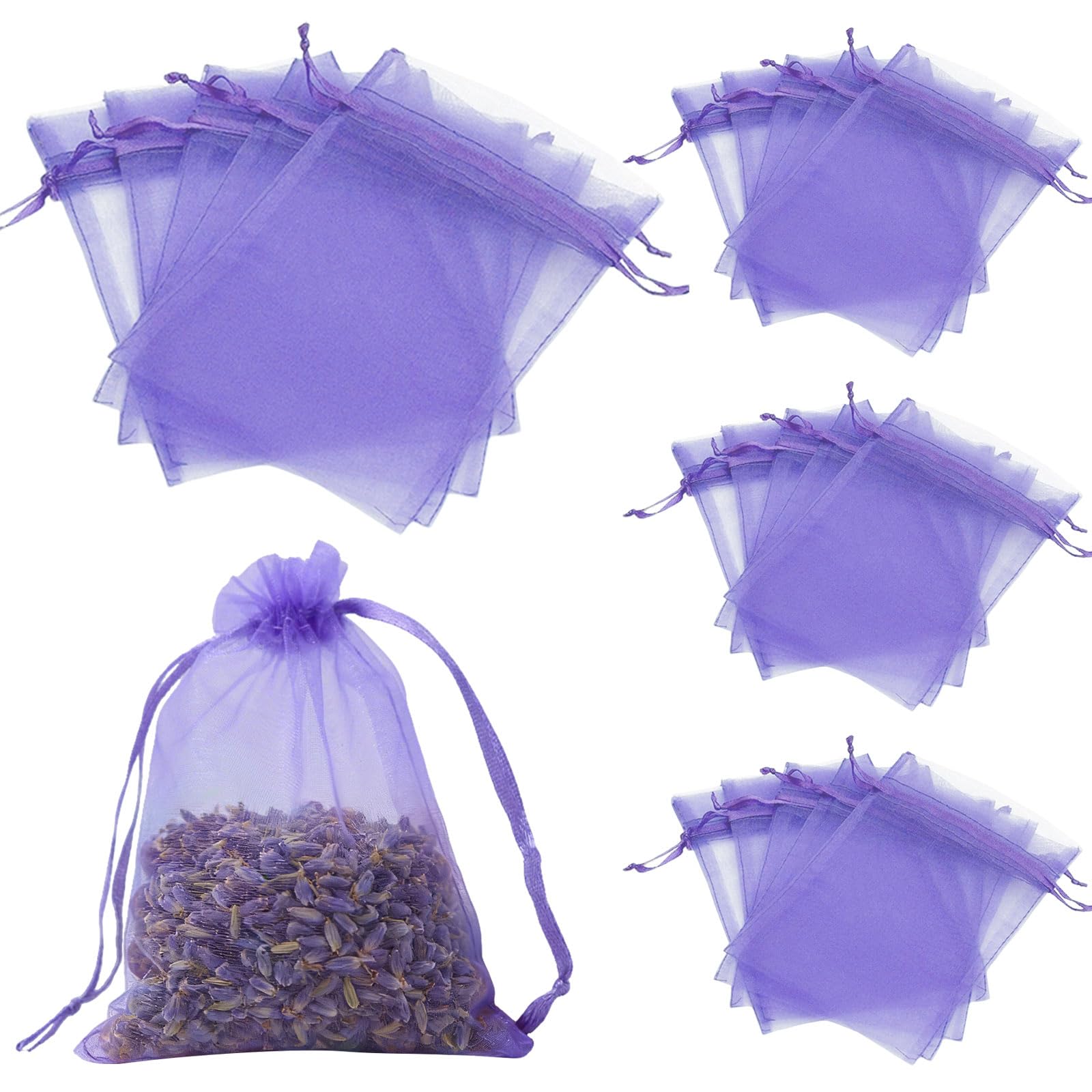 Whispern Cloud 20Pcs Empty Organza Sachet Bags | 7x9cm Deep Purple Breathable Gauze Pouches for Lavender Herbs Spices | Wardrobe Closet Car Bathroom Fragrance Bags