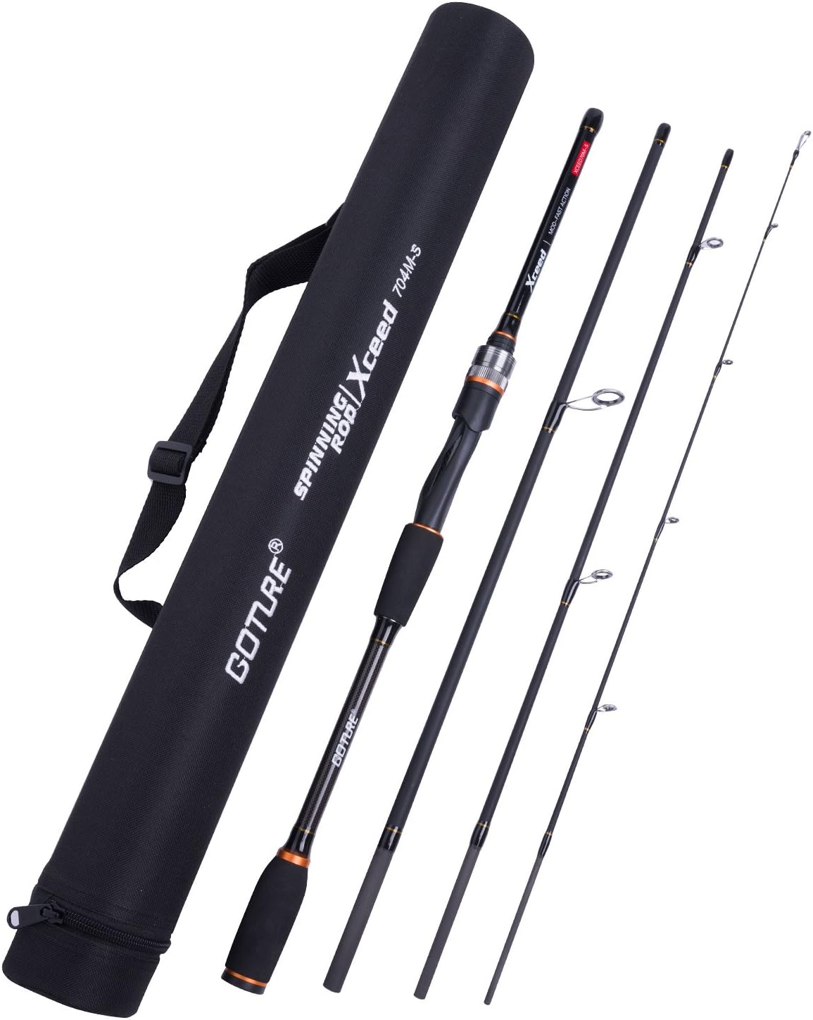 GotureTravel Fishing Rods, 4 Piece Fishing Pole with Case/Bag, Casting/Spinning Rod,Ultralight Fishing Baitcasting Rod 7ft for Saltwater Trout, Bass, Walleye, Pike