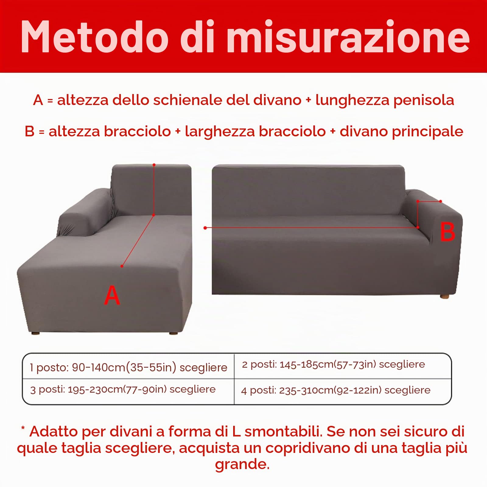 Jaotto Copridivano con Penisola Elasticizzato A Sinistra Destra, Fodere Copridivano Angolare Universale, Copri Divano Chaise Longue a Forma di L (3 posti+3 posti,stile grigio)