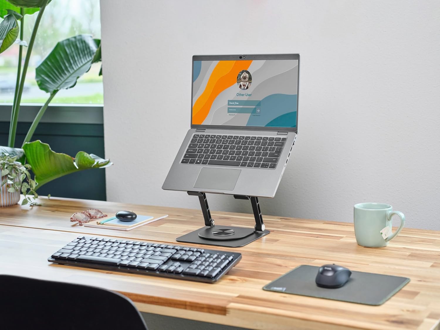 Trust Zeff Ergonomic Laptop Stand for Desk with 360 Degrees Rotation, 16" Foldable Metal Laptop Riser, Height Adjustable, Laptop Holder for MacBook Tablet Dell HP Computer Home Office - Black