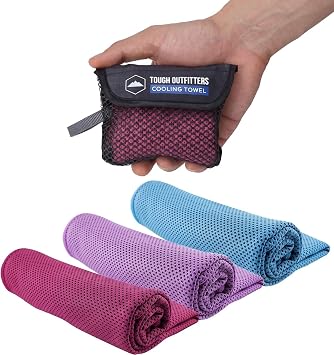 Tough Outdoors Cooling Towels for Neck Face - Neck Cooling Towel for Hot Weather Yoga Sports Golf Sweat - Instant Cold Towel - 3 Pack