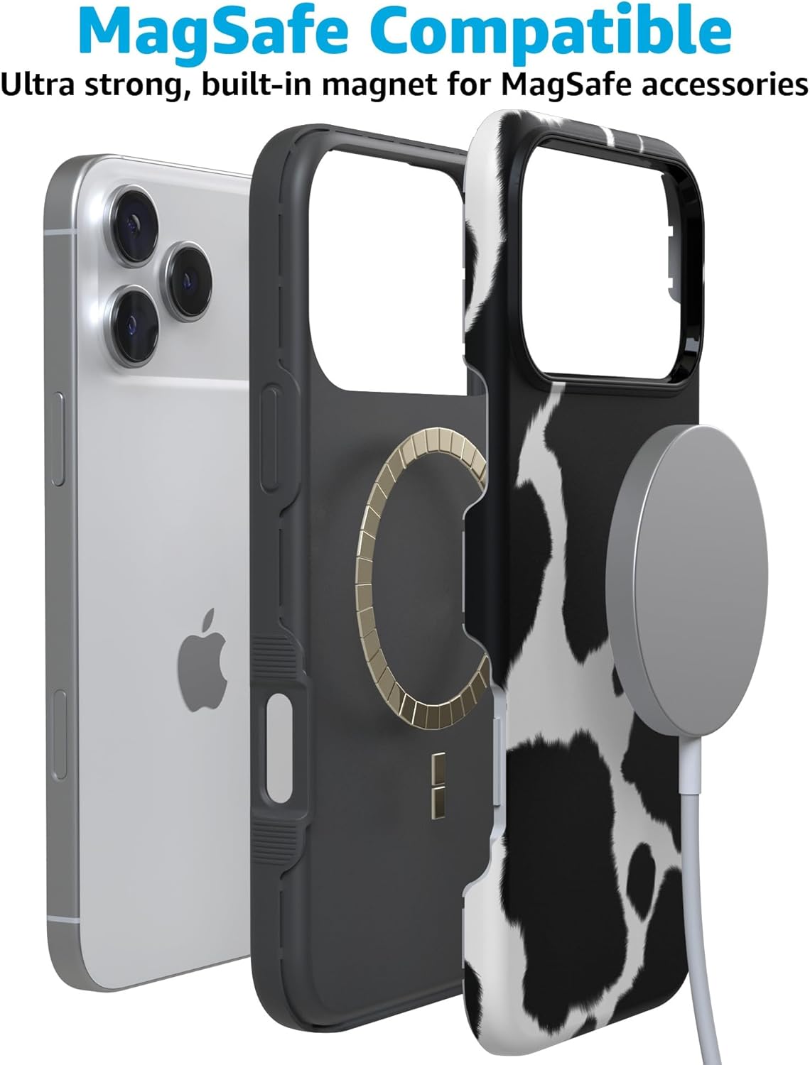 Casely iPhone 17 Pro Max Case | Current Mood | Cow Print | Bold Protective Design | Compatible with MagSafe - Image 8