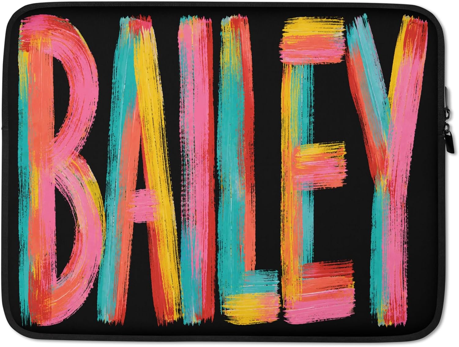 Bailey First Name Colorful Brushstroke Letters Graphic Laptop Sleeve