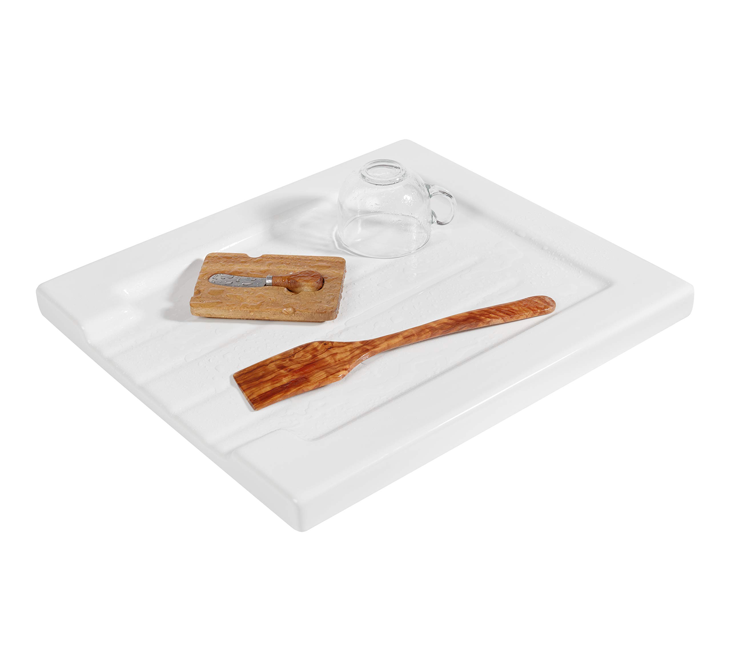 Ceramic Belfast Butler Sink Drainer Grooved White Gloss Kitchen