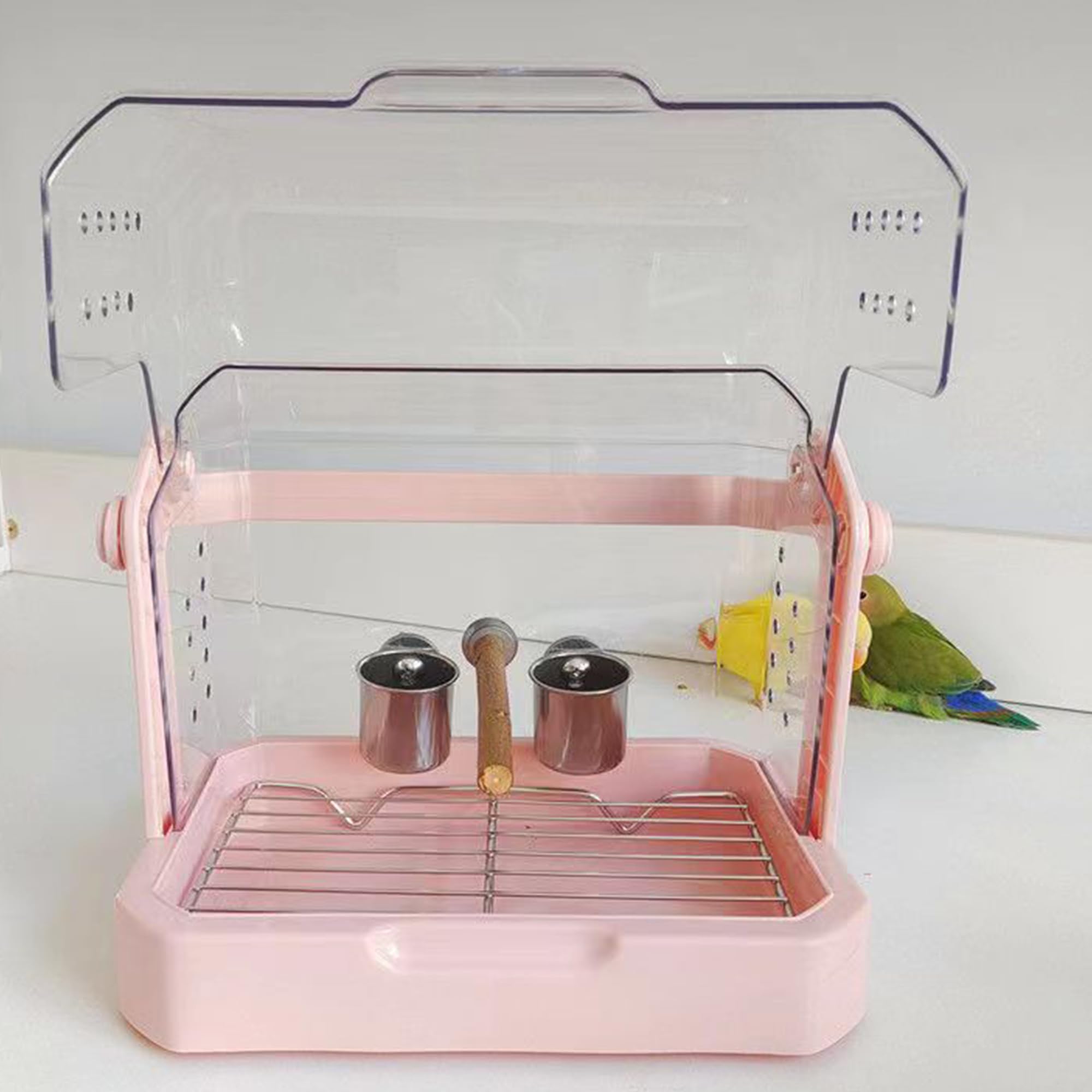 透明アクリル バードキャリー 26cm x 20cm x 21cm Amazon | インコ キャリー・鳥籠両用 パノラマ完全透明アクリル