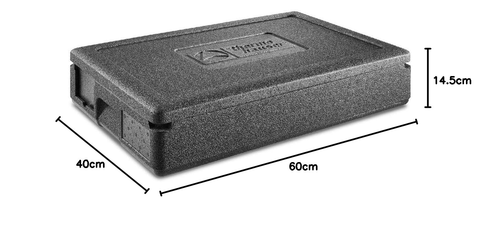 thermohauser Scatola termica EPP GN 1/1 con coperchio, capacità 15 litri, 60 x 40 x 14,5 cm, set di carte da taschino, colore nero