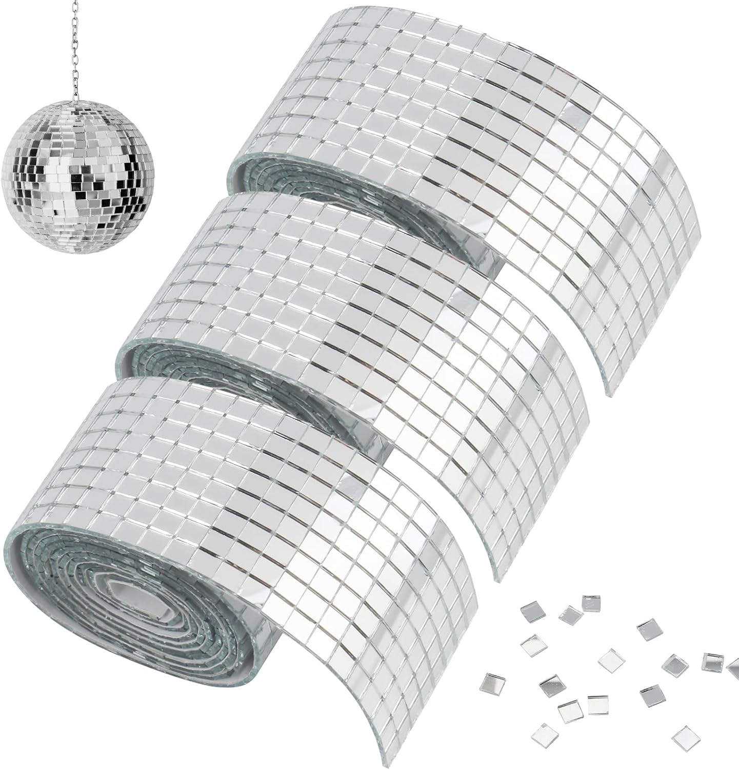 3 rolki lustrzanych płytek mozaikowych, 5 x 5 mm, mini mozaika lustrzana | 4800 sztuk samoprzylepne mini lustro, płytki mozaikowe, mini kamienie mozaiki lustrzane do majsterkowania