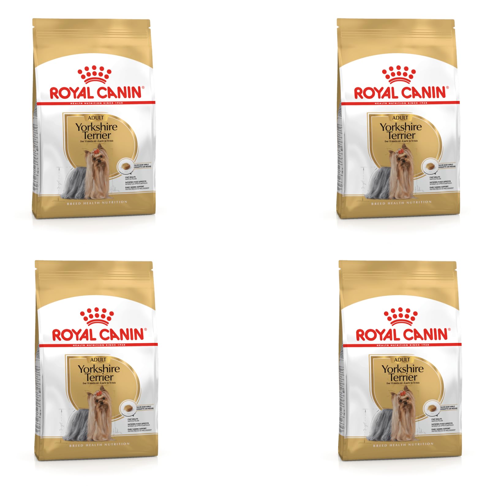 Royal Canin Yorkshire Terrier Adult | Pack de 4 | 4 x 500 g | Croquettes pour Yorkshire Terrier Adulte | A partir de 10 Mois | pour Aider à Vieillir en Bonne santé
