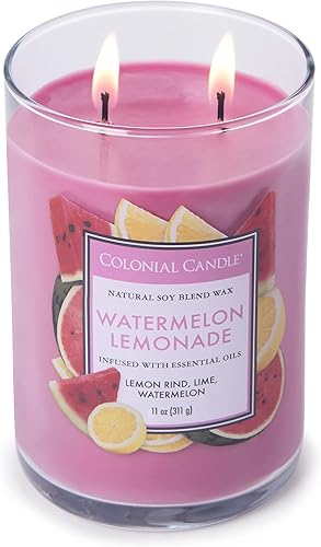 Vista 213 de Colonial Candle Vela perfumada en frasco, cilindros clásicos, brillo navideño, 2 mechas, 19 onzas, morado