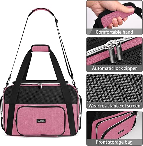 Vista 24 de BAGLHER Transportador de viaje para mascotas, transportador de perros para gatos pequeños y medianos, perros, cachorros, aprobado por aerolíneas