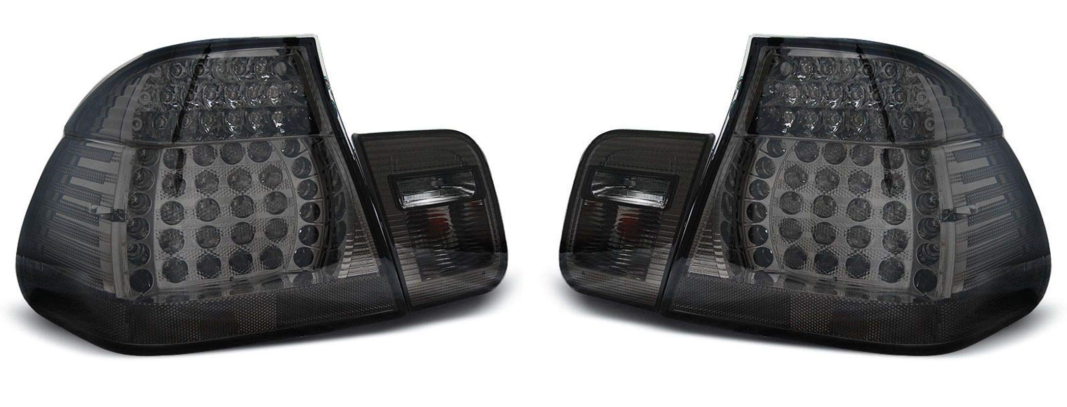 LED Bar Rear Lights VR-713 Tail Light Assembly Tail Lamp 1 Pair Driver And Passenger Side Complete Set Smoke compatible with Bmw 3 Series E46 1998 1999 2000 2001 Sedan