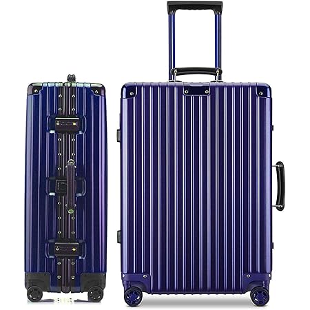 Amazon Lanbao スーツケース アルミフレーム 軽量 キャリーケース 耐衝撃 キャリーケース 機内持込 キャリーバッグ 人気 大型 Tsaロック付 静音 旅行出張 ヘアライン仕上げ 3年保証 ブルー S Lanbao スーツケース