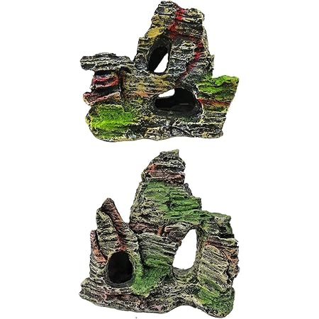 Amazon 水槽 用 岩 アクアリウム オーナメント セット 模型 熱帯魚 飾り オブジェ 岩石 2種セット A Moonfarm オーナメント 通販