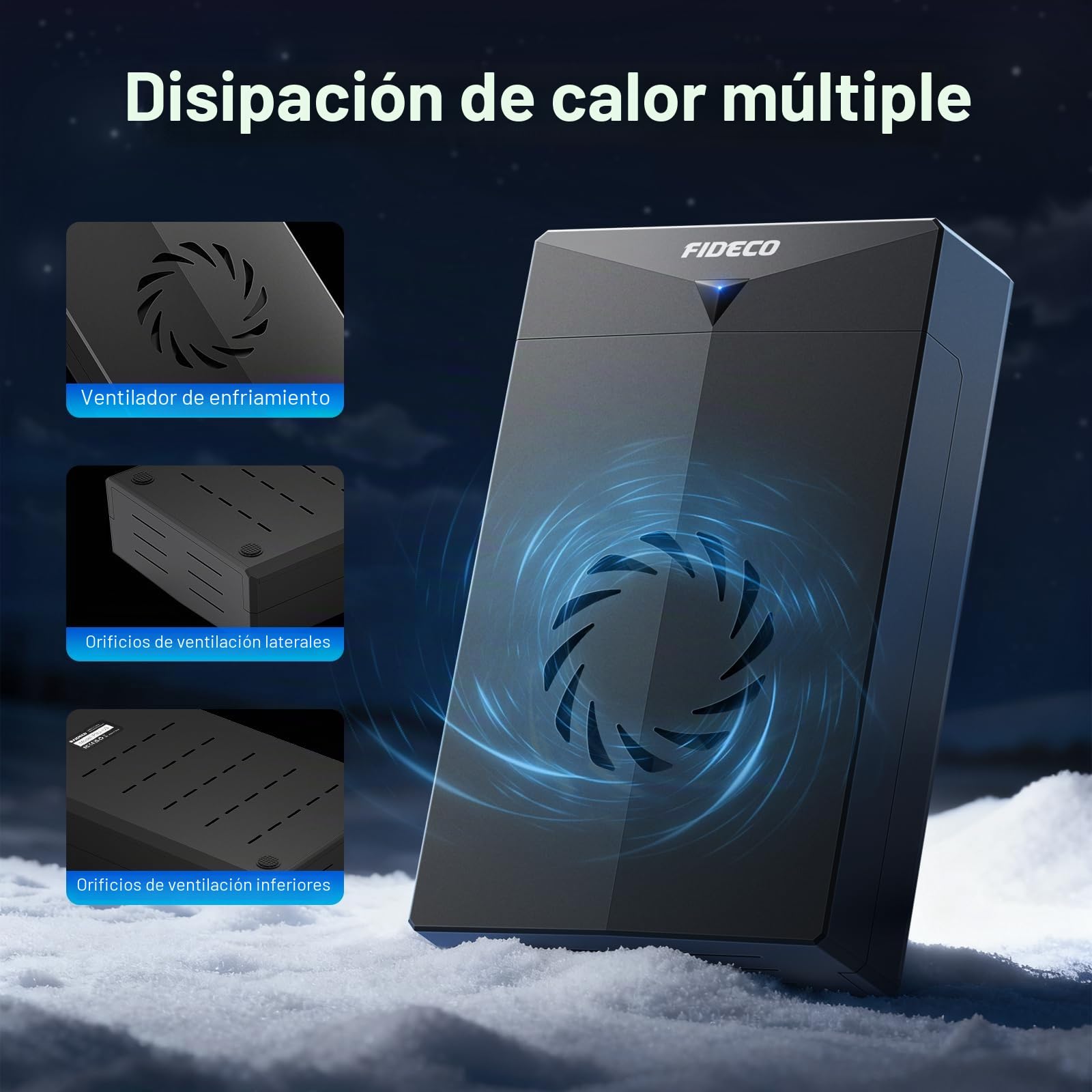 FIDECO Caja Disco Duro 3.5", USB 3.0 Carcasa Disco Duro, Caja Externa para Disco Duro de SATA de 2,5" o 3,5", Compatible con UASP